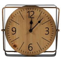 Ostaria Tafelklok Galway - staand - metaal/MDF - zwart/bruin - D25 cm - woonkamer/kantoor Ostaria Tafelklok Galway - staand - metaal/MDF - zwart/bruin - D25 cm - woonkamer/kantoor