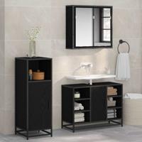 Badkamermeubelset met opslag 3 pcs Zwart eiken 80 x 33 x 60 cm