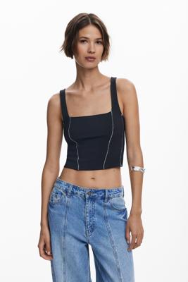 Rib tanktop - BLACK - XL