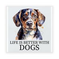 Cadeau tegel hondenliefhebber - Beagle hond - keramiek - waterverf - 15 x 15 cm