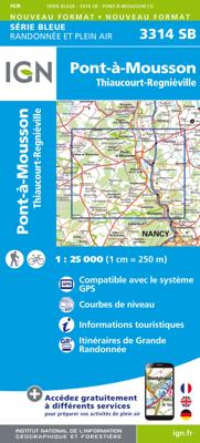 Wandelkaart - Topografische kaart 3314 SB - Serie Bleue Pont-à-Mousson | IGN - Institut Géographique National