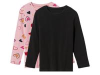 lupilu 2 meisjes shirts (98/104, Zwart/roze) - thumbnail