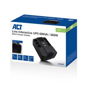 ACT Connectivity Line Interactive UPS 600VA - met 6 geaarde stopcontacten ups
