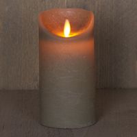 2x Taupe LED kaars / stompkaars met bewegende vlam 15 cm