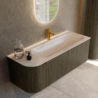 Badmeubel Mondiaz Kurve-Dlux | 125 cm | Meubelkleur Shadow | Wastafelkleur Meli | Solid surface | Wasbak rechter zijde spoelbak | 1 kraangat