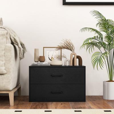Stapelbaar Opbergmeubel met 2 Laden Horizontaal Opbergmeubel met Anti-Kantelsets Stapelbaar Ladeblok voor Woonkamer Kantoor