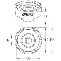 KS Tools 460.3740 3/4-sleufmoersleutel met 4 pennen voor DAF, binnentap Ø 66,8 mm