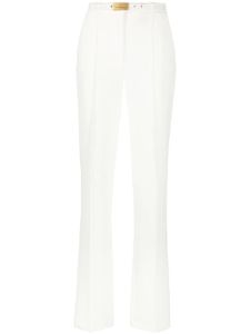 Elisabetta Franchi pantalon taille-haute à plaque logo - Blanc