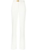 Elisabetta Franchi pantalon taille-haute à plaque logo - Blanc