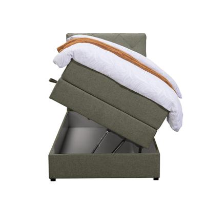 Leen Bakker - Boxspring Met Opbergruimte Liv Geruit - 90x200 Cm - Stof - Groen