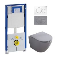 Geberit UP320 toiletset met Saniclear Itsie mat grijze toiletpot randloos met softclose zitting