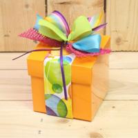 Bonbon doosjes - Chocolade doosje - Mandarijn KUBUS met banderol ballon - 24 stuks