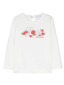 Monnalisa t-shirt en coton à logo strassé - Blanc