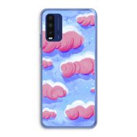 Roze wolken met vogels: Xiaomi Redmi 9T Transparant Hoesje