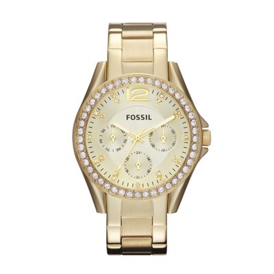 Fossil ES3203 Horloge Riley staal goudkleurig 38 mm