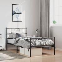 Bedframe met hoofd- en voeteneinde metaal zwart 100x190 cm
