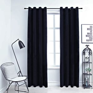 VidaXL Gordijn verduisterend met ringen 2 st 140x245 cm fluweel zwart