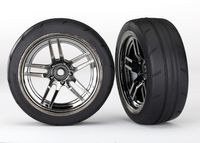 Traxxas - Tires and wheels, assembled, glued (split-spoke black chrome wheels, 1.9" Response tires) (front) (2) (TRX-8373) - thumbnail