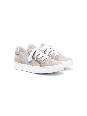 Brunello Cucinelli Kids baskets à lacets - Tons neutres