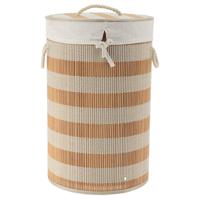 Wasmand Rustic met deksel - naturel - rond - katoen/bamboe - 67 liter - 35 x 35 x 55 cm