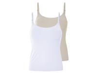 esmara 2 dames spaghettitops (wit/beige, M (40/42))