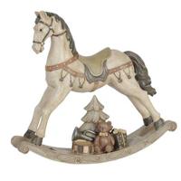 Clayre & Eef Beeld Paard 30x8x27 cm Wit Polyresin Kerstdecoratie - thumbnail