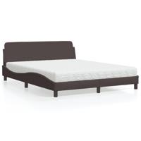 Bed met matras "Dover" stof donkerbruin 160x200 cm