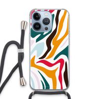 Colored Zebra: iPhone 13 Pro Transparant Hoesje met koord