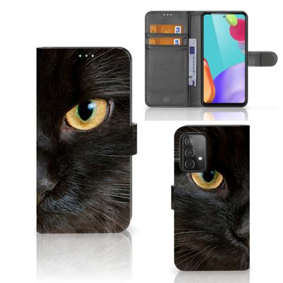Samsung Galaxy A52 | Telefoonhoesje | Met pasjeshouder | Zwarte Kat