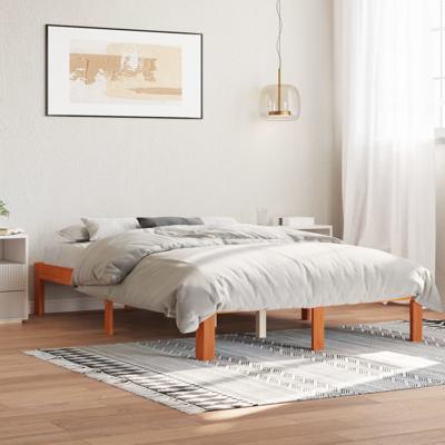 Bedframe zonder matras massief grenenhout wasbruin 140x200 cm