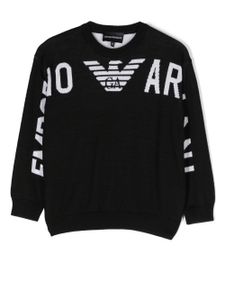 Emporio Armani Kids pull à logo en intarsia - Noir