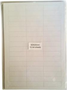 Inlegstroken voor magneetetiketten 60x20 mm (10 vel)