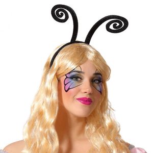 Verkleed diadeem vlinder/Aliens sprieten - zwart - meisjes/dames - Carnaval