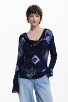 Asymmetrische collage blouse - BLUE - L