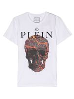 Philipp Plein Junior t-shirt en coton à imprimé tête de mort - Blanc