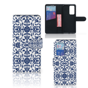 Huawei P40 Pro Hoesje Flower Blue