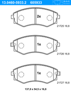 Remblokkenset, schijfrem ATE, u.a. für Nissan, Hyundai, Daewoo, KIA - thumbnail