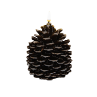 Kaars dennenappel led 3d vlam op batterij met timer 12.5x10.5 cm bruin - Annas collection