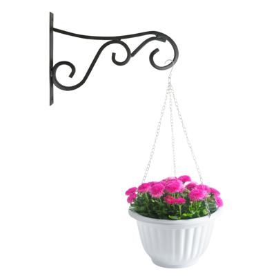 Hangpot + Muurhaak Trani - wit - D20 cm - kunststof - metaal - tuinaccessoires