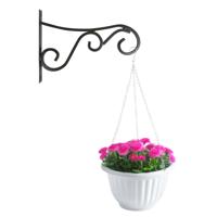 Hangpot + Muurhaak Trani - wit - D20 cm - kunststof - metaal - tuinaccessoires