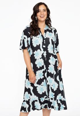 Yoek Jurk met ruches CALYPSO | Zwart | Maat 38/40