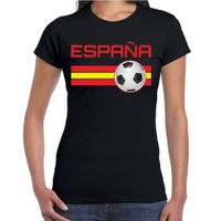 Espana / Spanje voetbal / landen shirt met voetbal en Spaanse vlag zwart voor dames 2XL  - - thumbnail