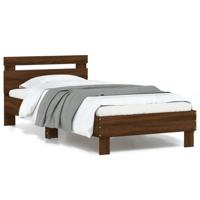 Bedframe met hoofdbord en LED bruineikenkleurig 90x200 cm Bedframe met hoofdbord en LED bruineikenkleurig 90x200 cm