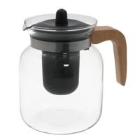 Gerimport Theepot met filter - glas - met deksel - transparant - 1500 ml - 12 x 17 cm
