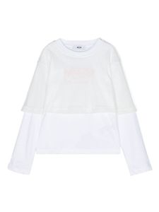 MSGM Kids t-shirt superposé à logo imprimé - Blanc