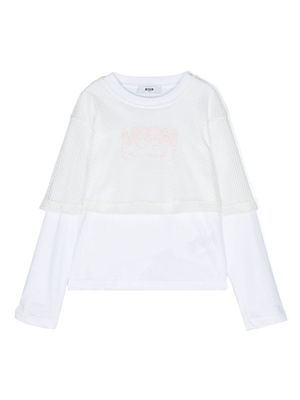 MSGM Kids t-shirt superposé à logo imprimé - Blanc
