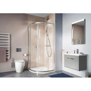 Crosswater Clear 6 kwartronde douchecabine met 2 schuifdeuren 90x90x195cm met 6mm helder veiligheidsglas zilver CAQDS0900