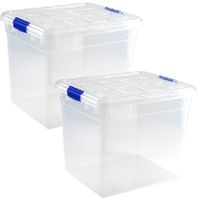 4x Opslagbakken/organizers met deksel 35 liter transparant - thumbnail