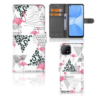 OPPO A73 5G | Telefoonhoesje | Met pasjeshouder | Flamingo Triangle