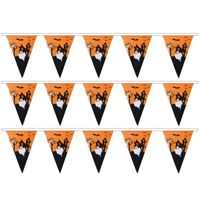 Halloween/Horror thema vlaggetjes - 3 stuks - van plastic - 400 cm